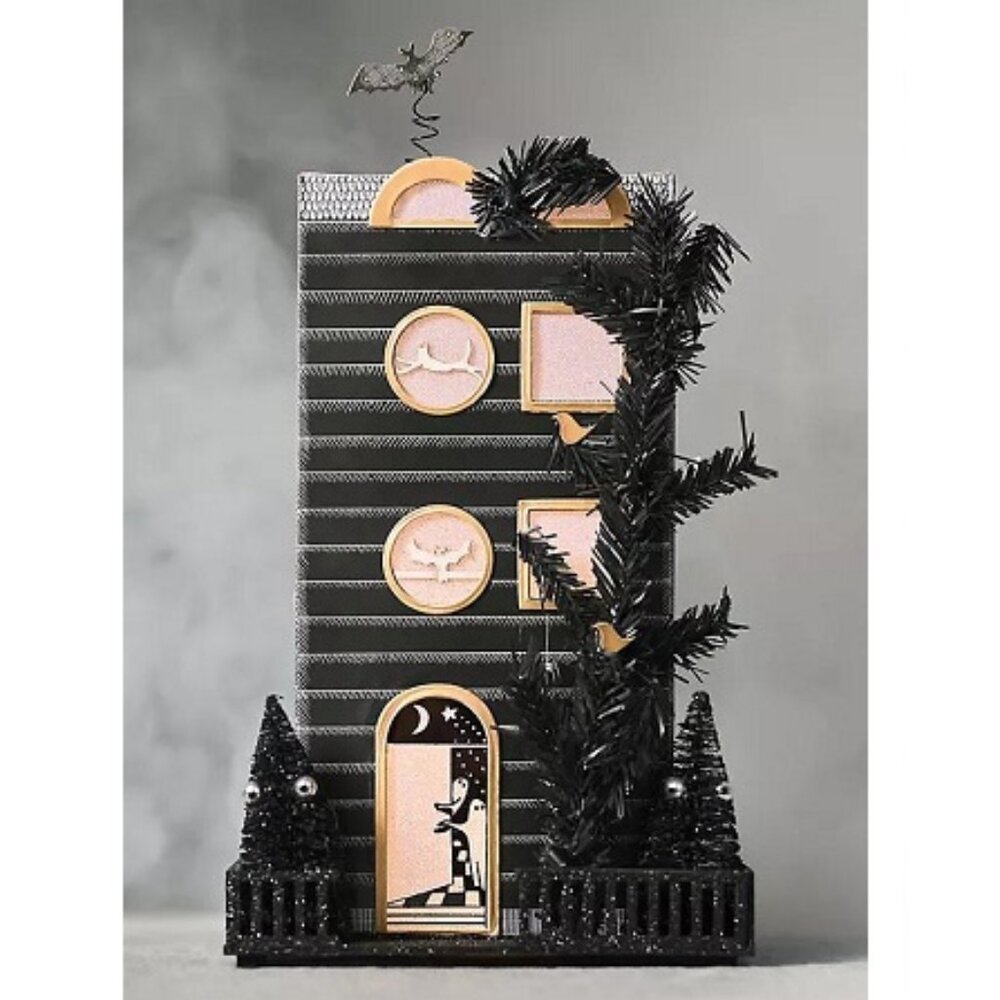Anthropologie Florence Balducci Black Cat Light-Up Paper House NEW Bat Halloween